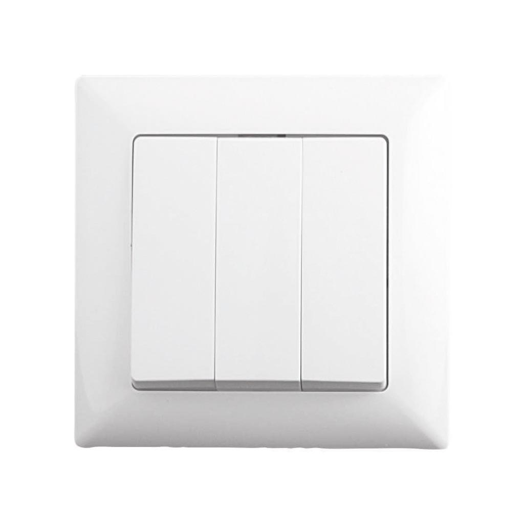 Intrerupator triplu, 10 A, 220 V, alb • Gunsan Visage