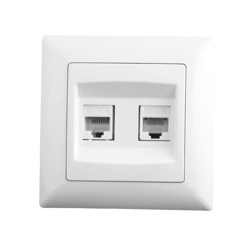 Priza dubla calculator categoria 5 ST incastrat RJ45, alba   Gunsan
