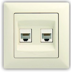 Priza date dubla RJ45 crem, GUNSAN