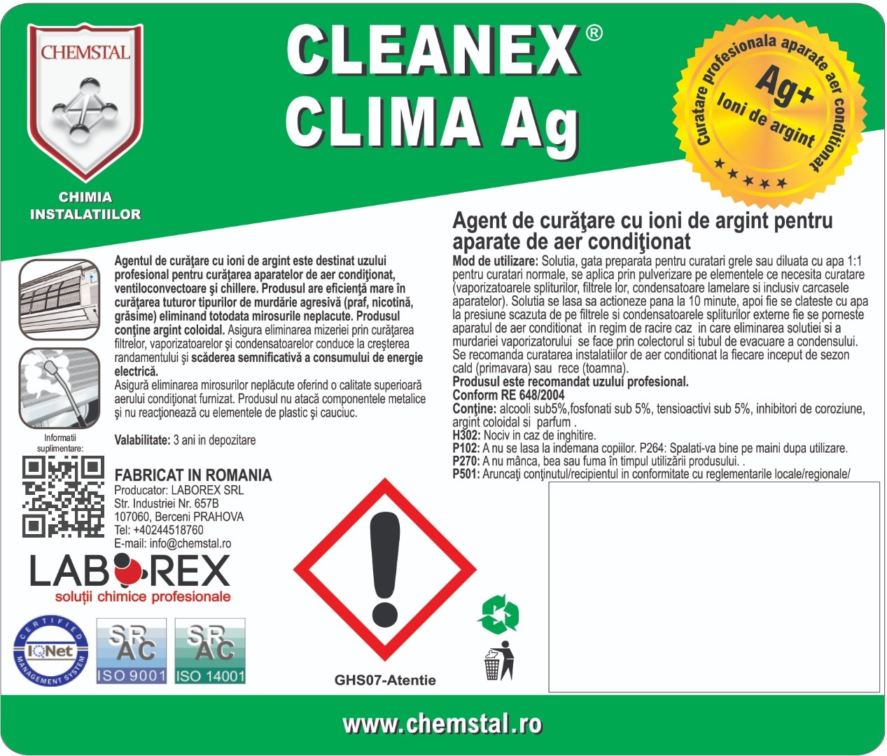 Solutie curatare aparate aer conditionat si ventilatoare CLEANEX CLIMA, 1l