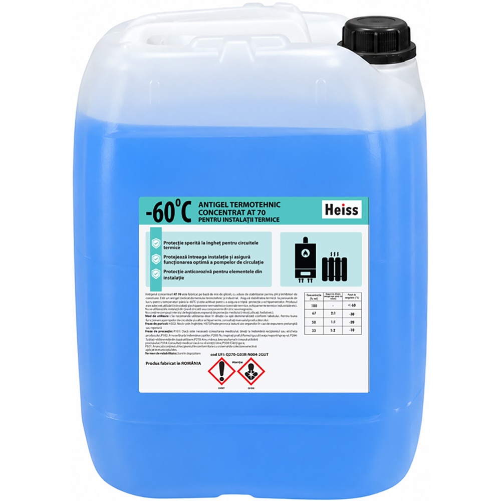 Antigel pentru instalatii termice HEISS AT 70, 10Kg, max -60 grade C