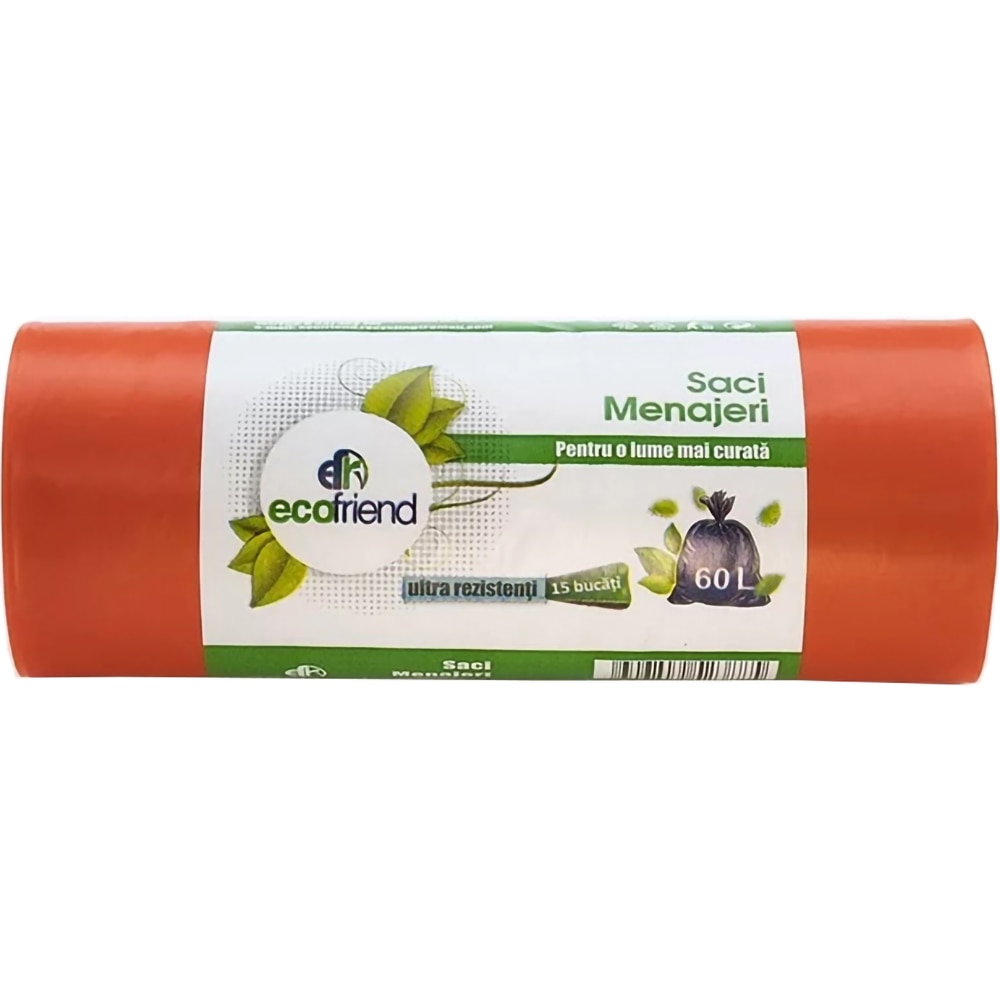 Saci menajeri ECOFRIEND 7932, 60 l, 15 bucati/rola