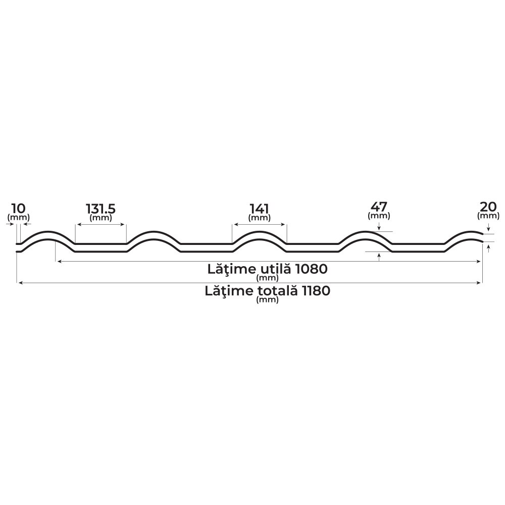 Tigla metalica BILKA Balcanic, rosu mat (RAL 3009), 0.5 mm, 100 x 118 cm