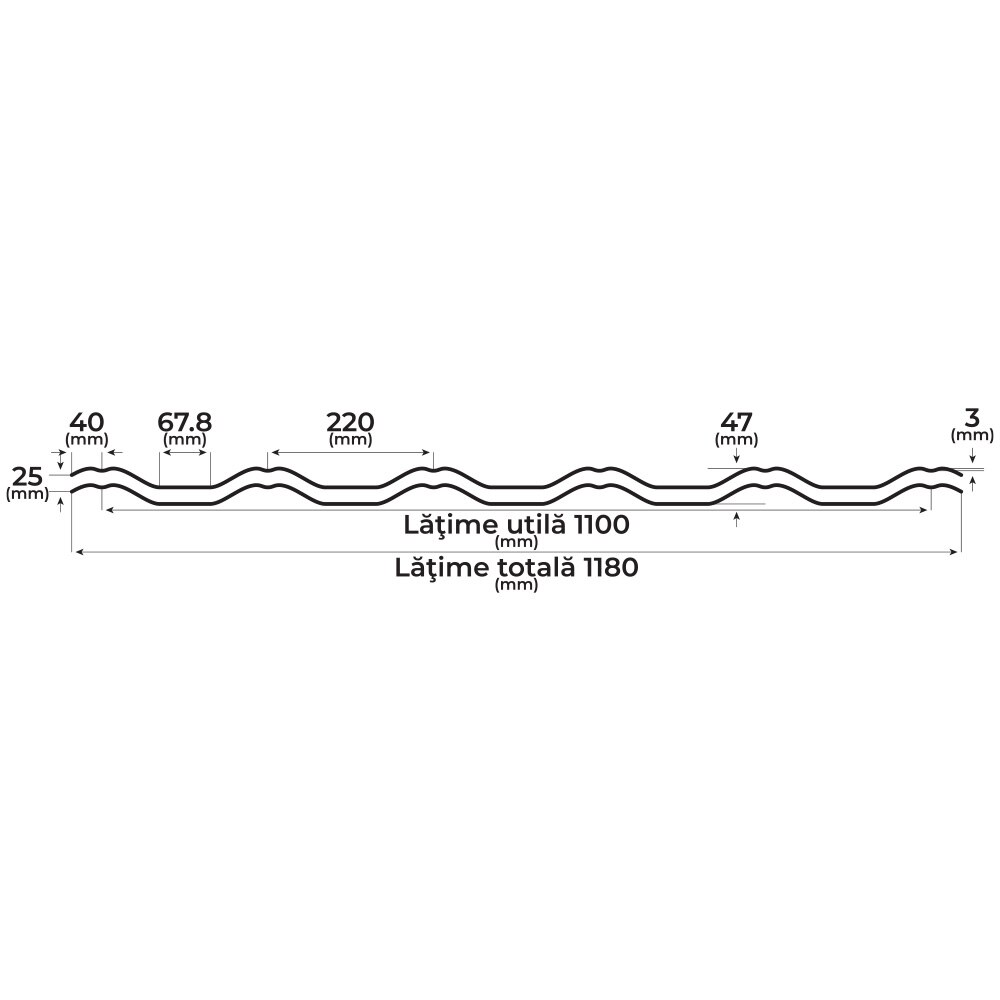 Tigla metalica BILKA Gotic, caramiziu mat (RAL 8004), 0.5 mm, 100 x 118 cm