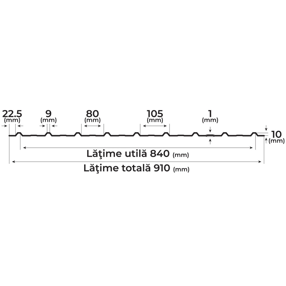 Tabla cutata T10 BILKA, gri lucios (RAL 7024), 0.3 mm, 200 x 91 cm