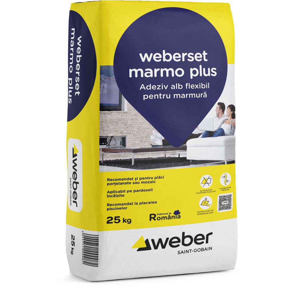 Adeziv pentru marmura WEBER Set Marmo Plus, alb, 25 kg