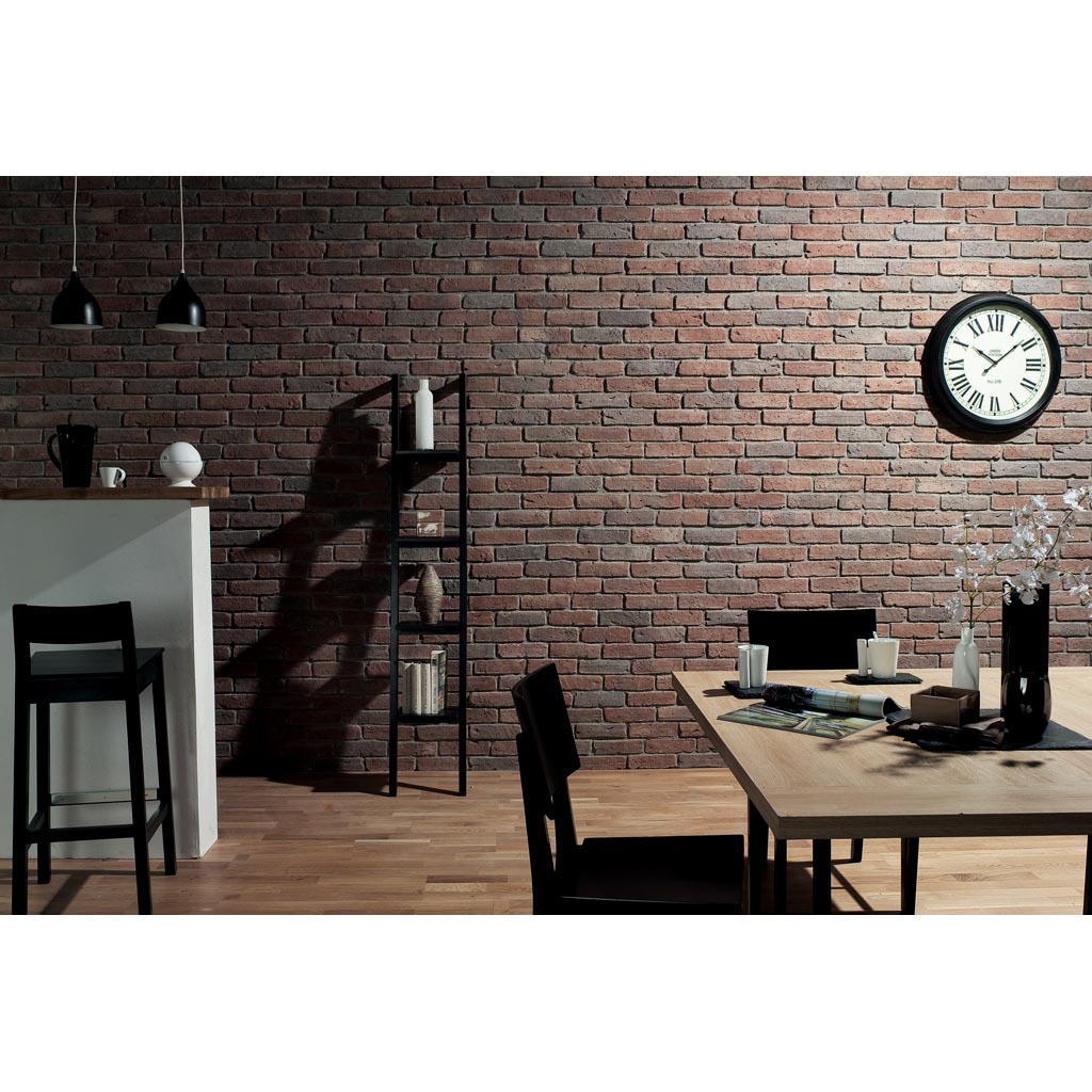 Placare murala, rosu si gri, ciment, 1 mp/cutie  Chester