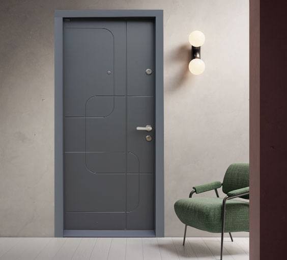 Usa de intrare pentru apartament, metalica, gri, stanga, 202 x 88 cm  Maco Urban M7