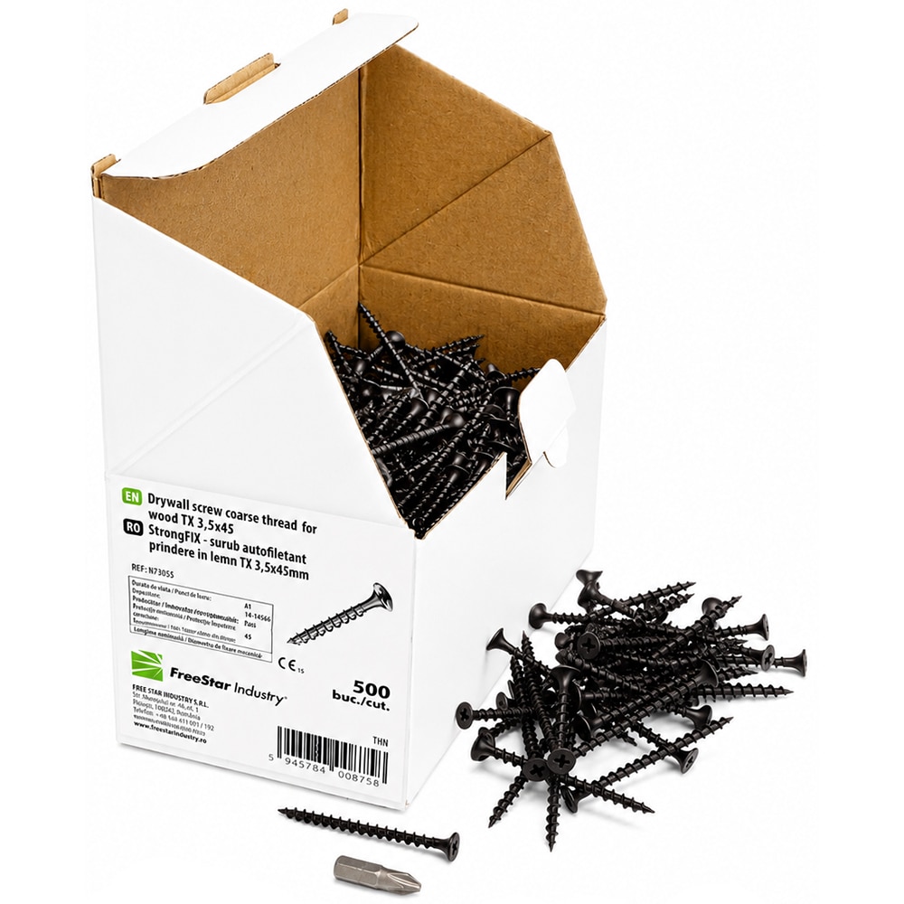 Surub autofiletant pentru lemn TX FREE STAR, 3.5 x 55 mm, 500 buc