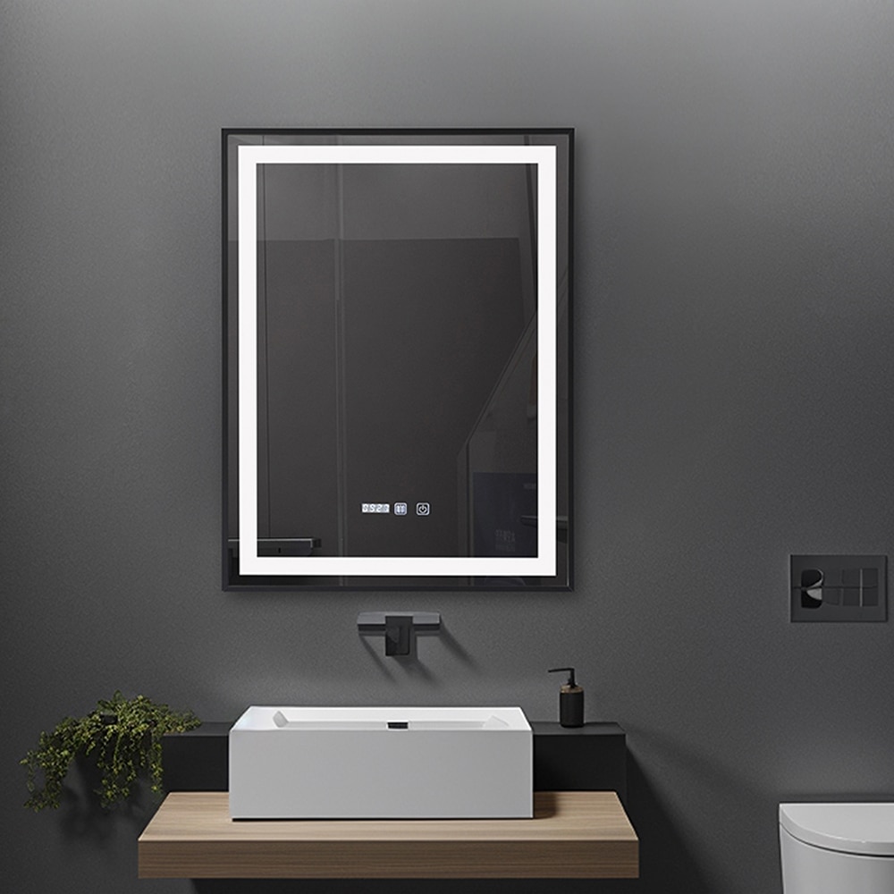 Oglinda baie BELFORM Infinity, 60 x 4 x 80 cm, iluminare LED, negru mat