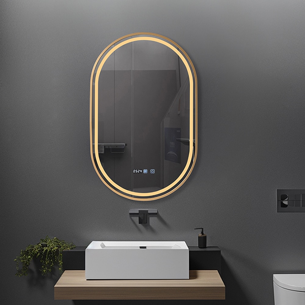 Oglinda baie BELFORM Fortuna, 50 x 4 x 80 cm, iluminare LED, auriu