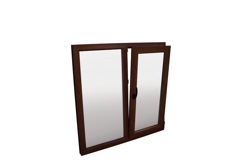 Fereastra termopan PVC, geam Clar + Low-E, nuc, 6 camere, 156 x 116 cm, stanga, dubla deschidere, fixa + oscilobatanta Extruplast