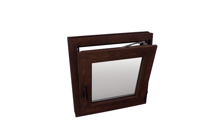 Fereastra termopan PVC, geam Clar + Low-E, nuc, 6 camere, 56 x 56 cm, dreapta, dubla deschidere, oscilobatanta Extruplast