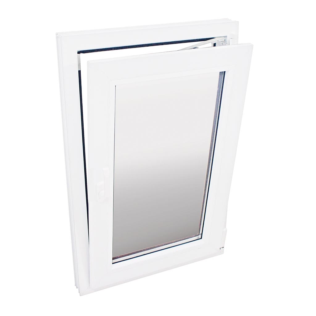 Fereastra termopan PVC, geam Clar + Low-E, alb, 4 camere, 56 x 86 cm, dreapta, dubla deschidere, oscilobatanta  Extruplast