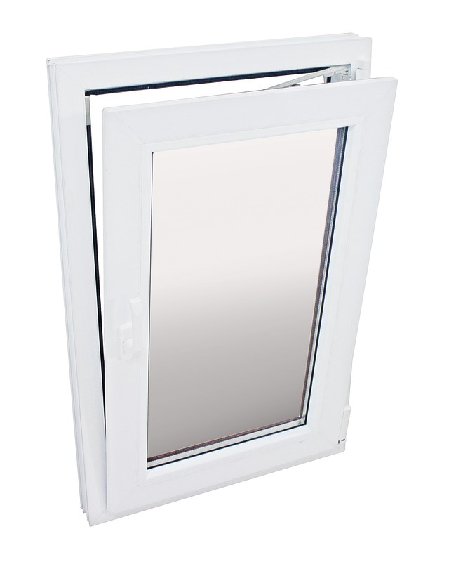 Fereastra termopan PVC, geam Clar + Low-E, alb, 4 camere, 56 x 86 cm, stanga, dubla deschidere, oscilobatanta • Extruplast