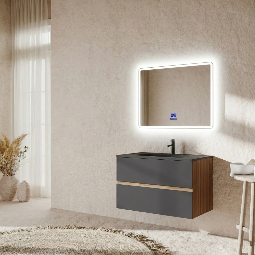 Oglinda baie SAVINIDUE Armonia, 100 x 75 cm, iluminare LED, Touch