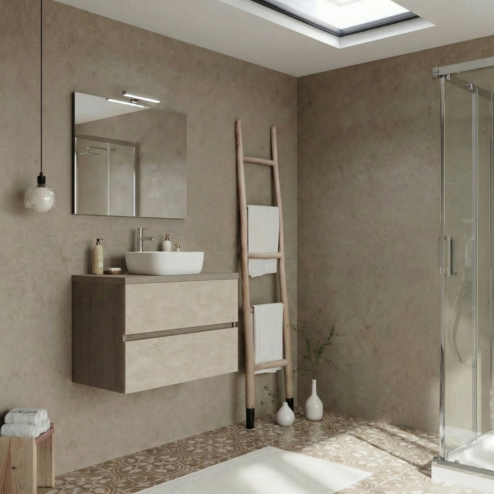 Masca lavoar SAVINIDUE Easy, 2 sertare, 83 x 49 x 54 cm, noce americano