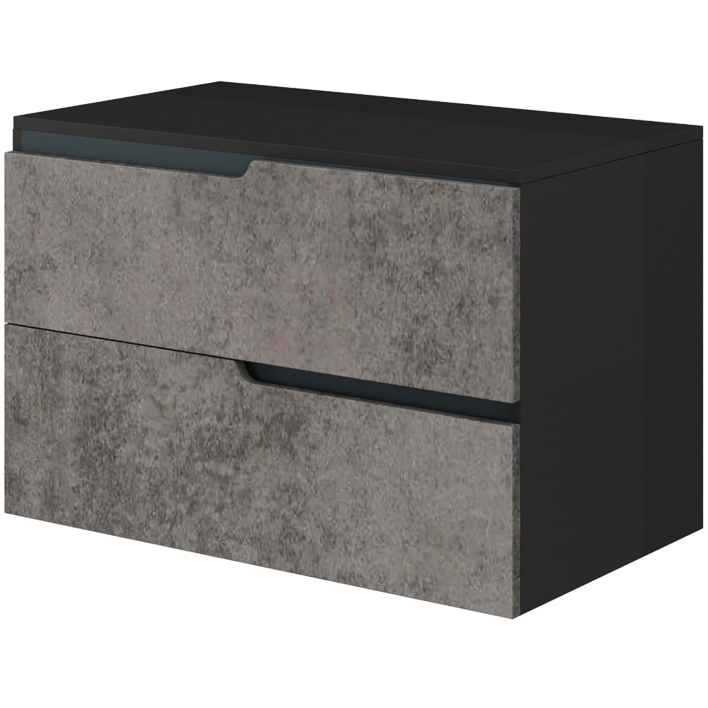 Masca lavoar SAVINIDUE Winter, 2 sertare, 83 x 49 x 54 cm, negru-gri urban