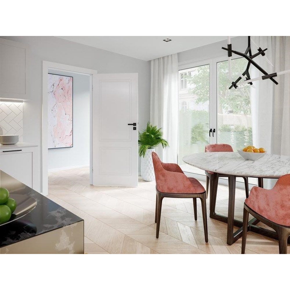 Usa interior Vector V, fara geam, dreapta, HDF, 60 x 203 cm, alb