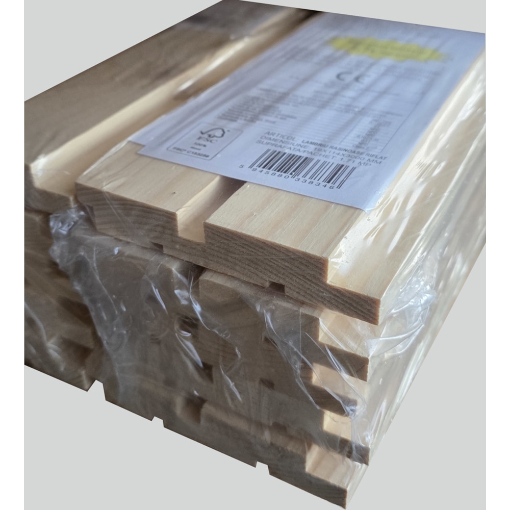 Lambriu tip riflaj, 19 x 114 x 3000 mm, 1.71 m2, clasa AB, maro