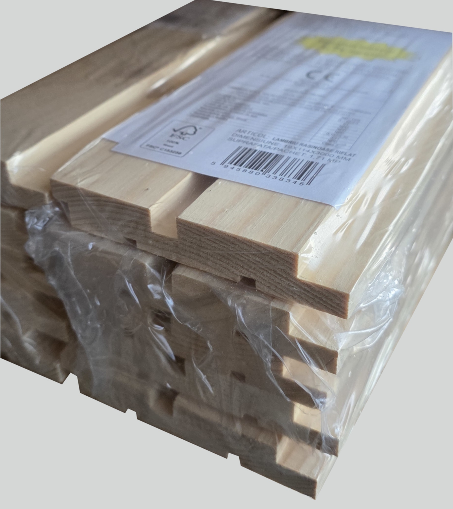 Lambriu tip riflaj, 19 x 114 x 3000 mm, 1.71 m2, clasa AB, maro