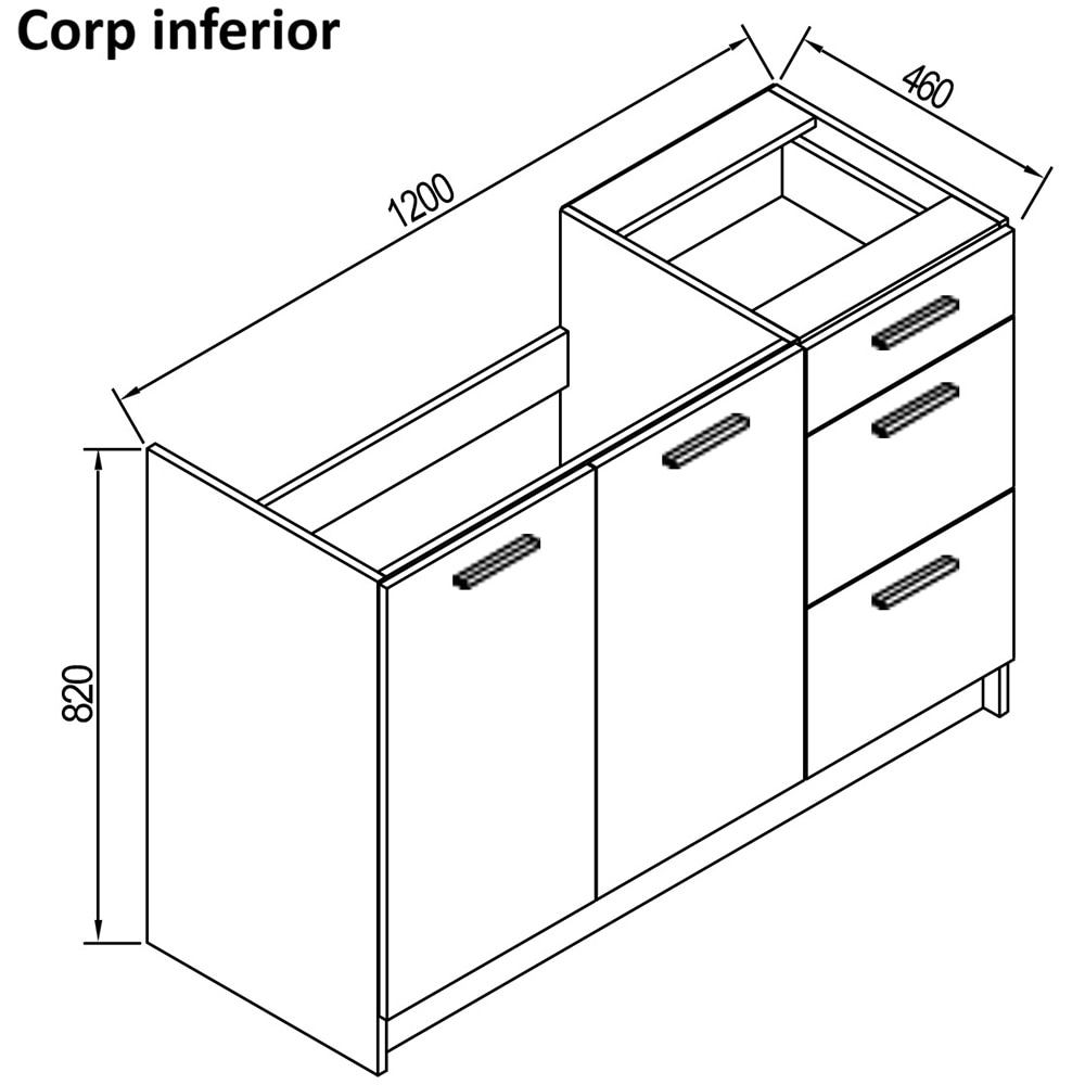 Mobila bucatarie Viola, PAL, 240 x 45 x 210 cm, caramel