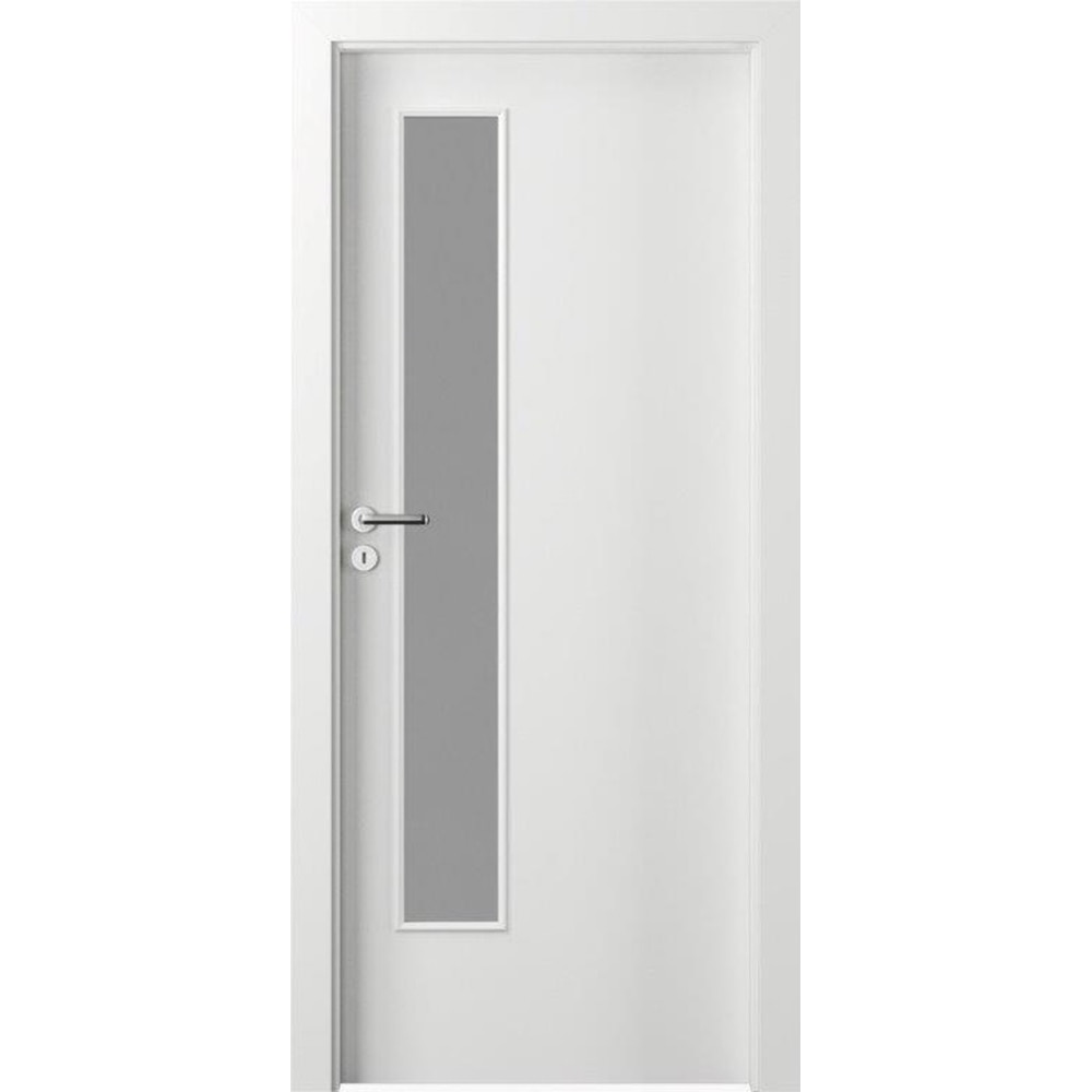 Usa interior Porta L GE, cu geam, dreapta, HDF, 80 x 203 cm, alb