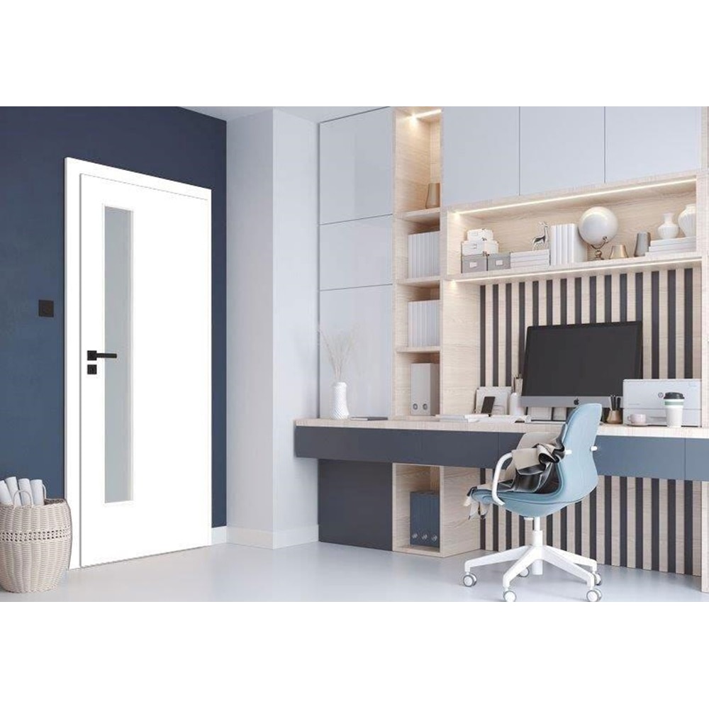 Usa interior Porta L GE, cu geam, dreapta, HDF, 80 x 203 cm, alb