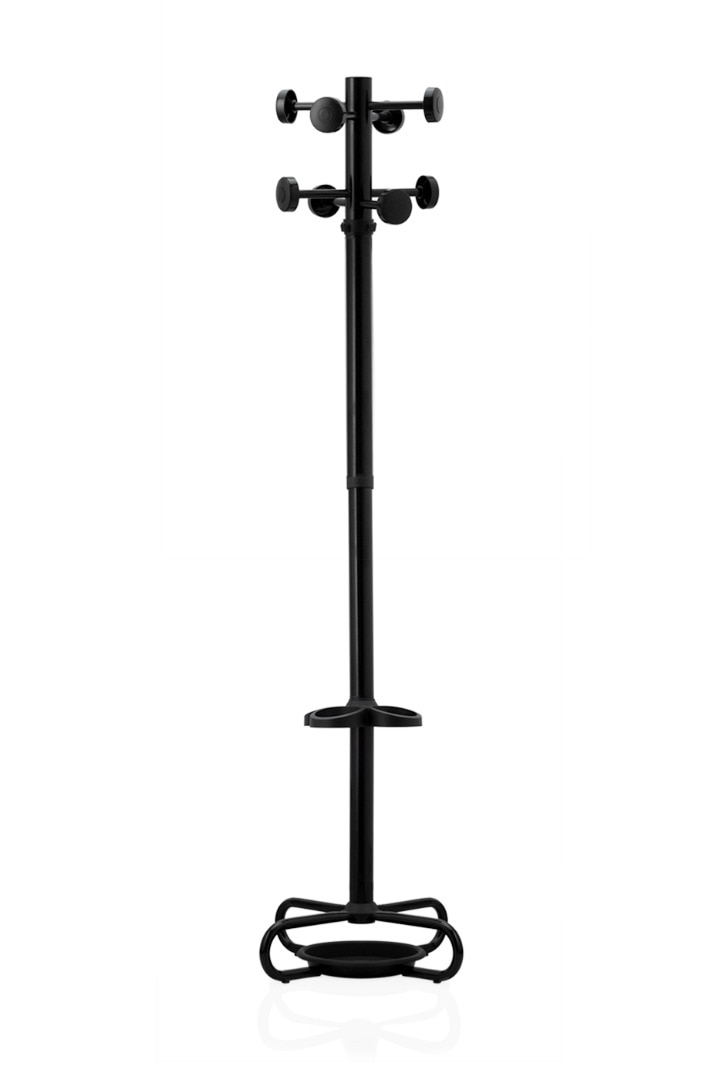 Cuier negru metalic tip pom, 175 x 57 x 33 cm