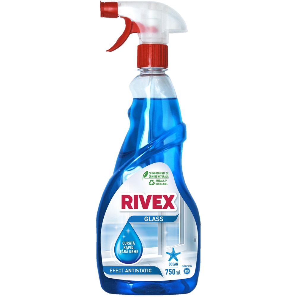 Solutie de curatat geamuri RIVEX Glass, Ocean, 750 ml