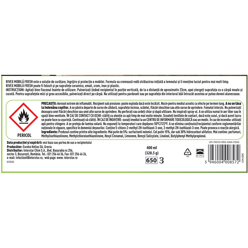 Spray mobila RIVEX Spring, 400 ml