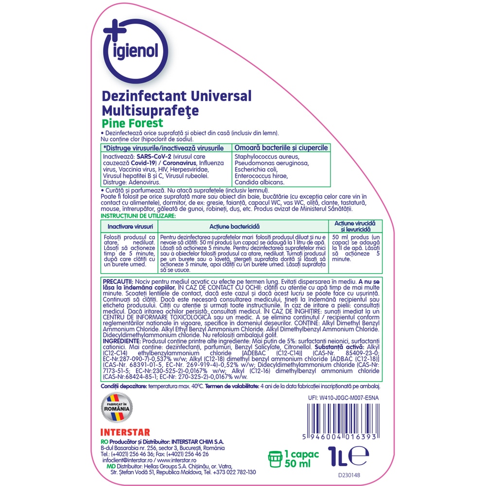 Dezinfectant universal IGIENOL Pine Forest, 1 l