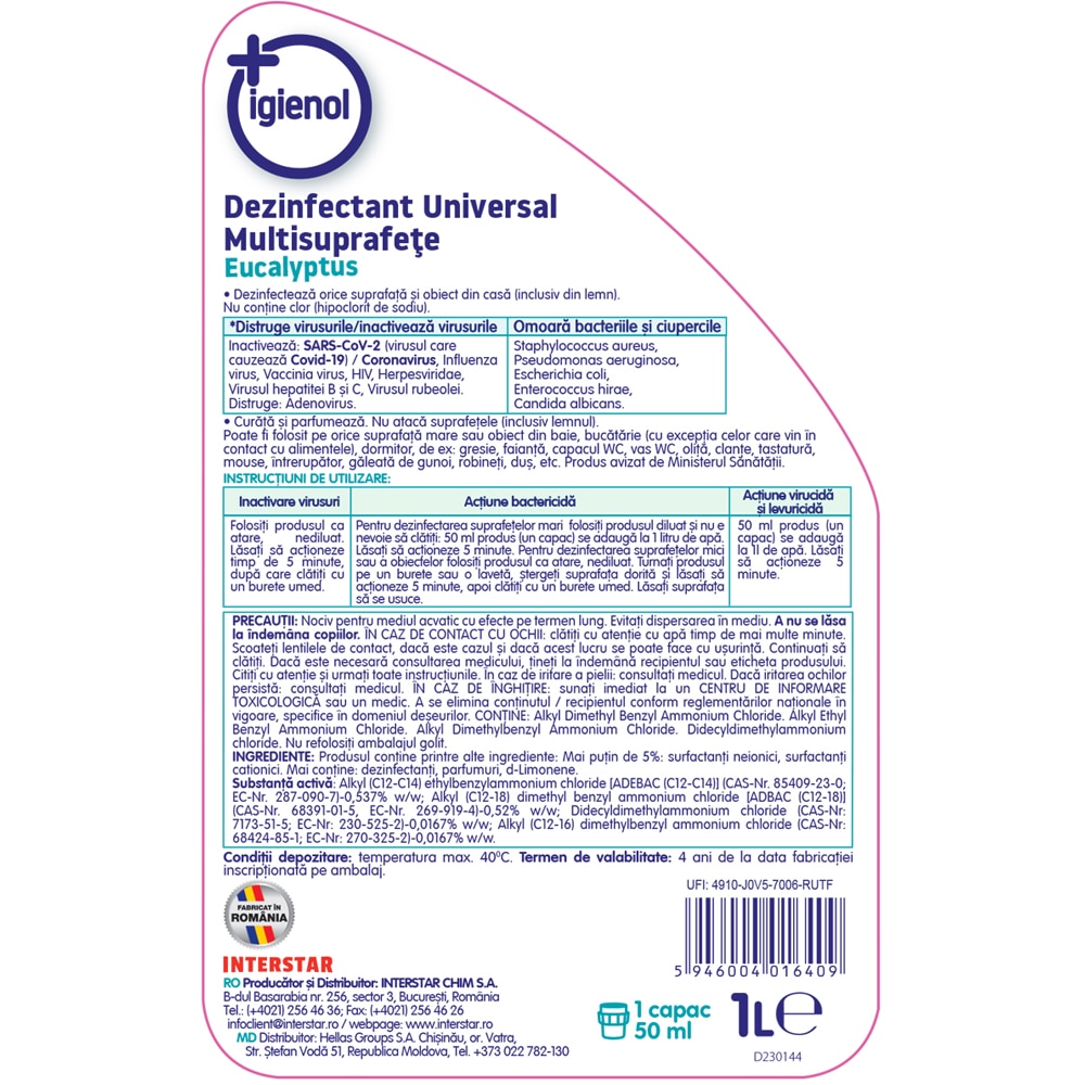 Dezinfectant pardoseli IGIENOL Eucalipt, 1 l
