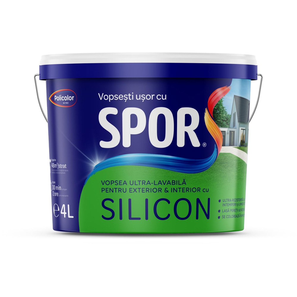 Vopsea ultralavabila siliconica SPOR, 4 l