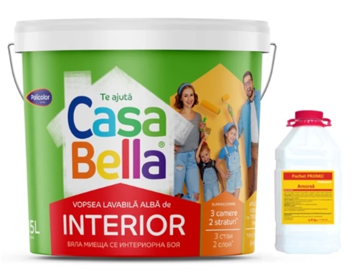 Vopsea lavabila, interior, alba, 24 L + amorsa 4 L  CasaBella