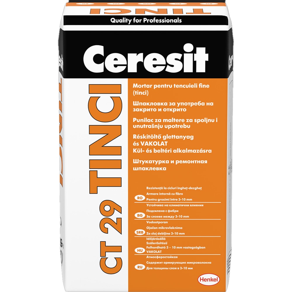 Mortar tinci pentru tencuieli interior/exterior CERESIT CT29, gri, 25 kg