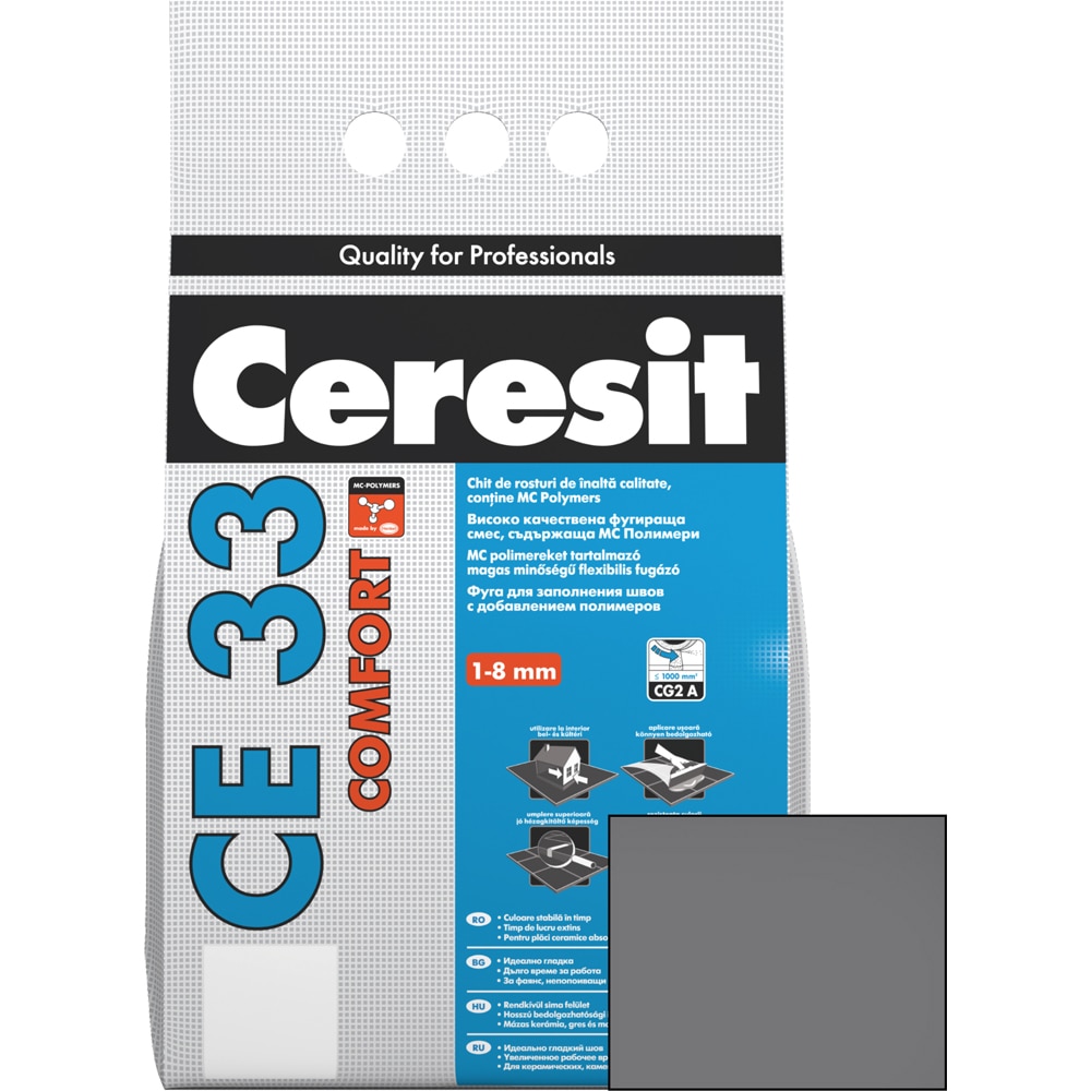 Chit de rosturi gresie si faianta CERESIT CE33, Graphit, interior, 5 kg