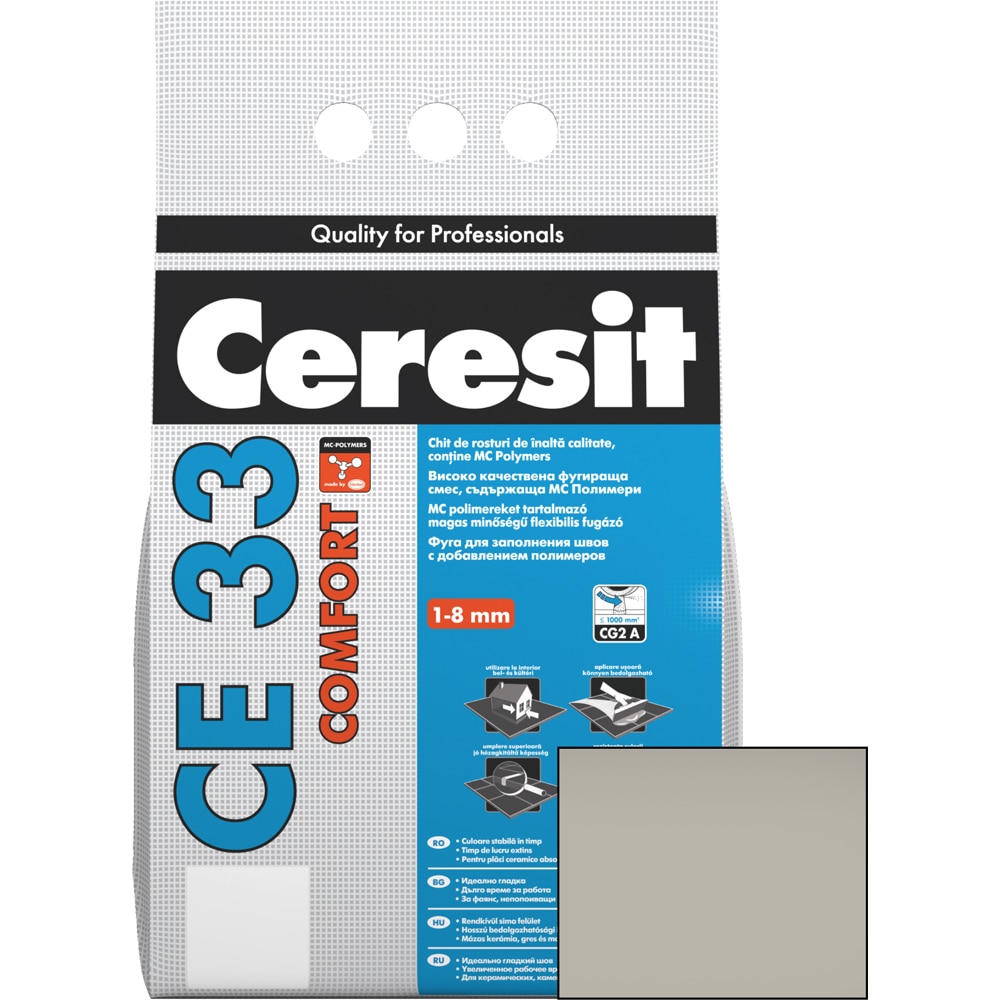 Chit de rosturi gresie si faianta CERESIT CE33, Gri, interior, 5 kg