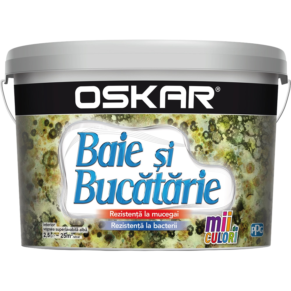 Vopsea lavabila Oskar, alb, 2.5 L, Interior