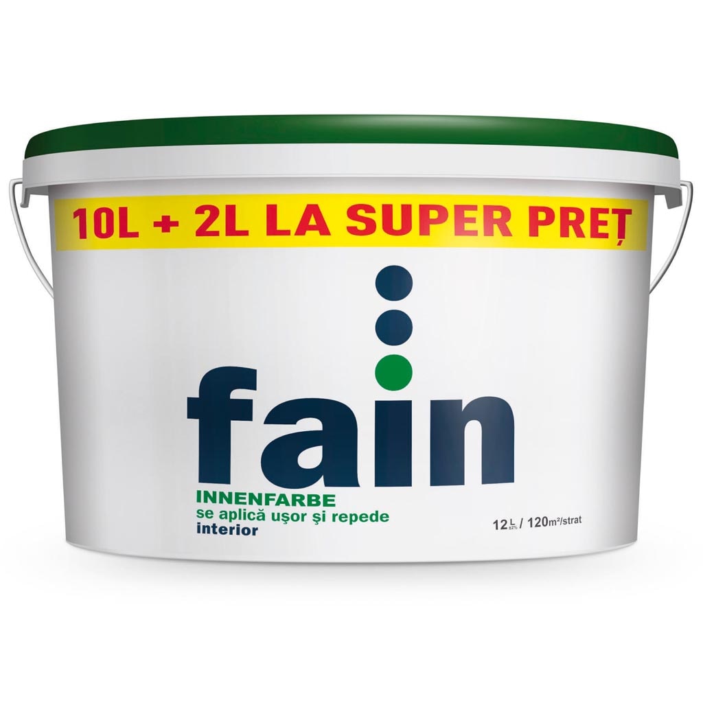 Vopsea lavabila Fain, alb, 12 L, Interior