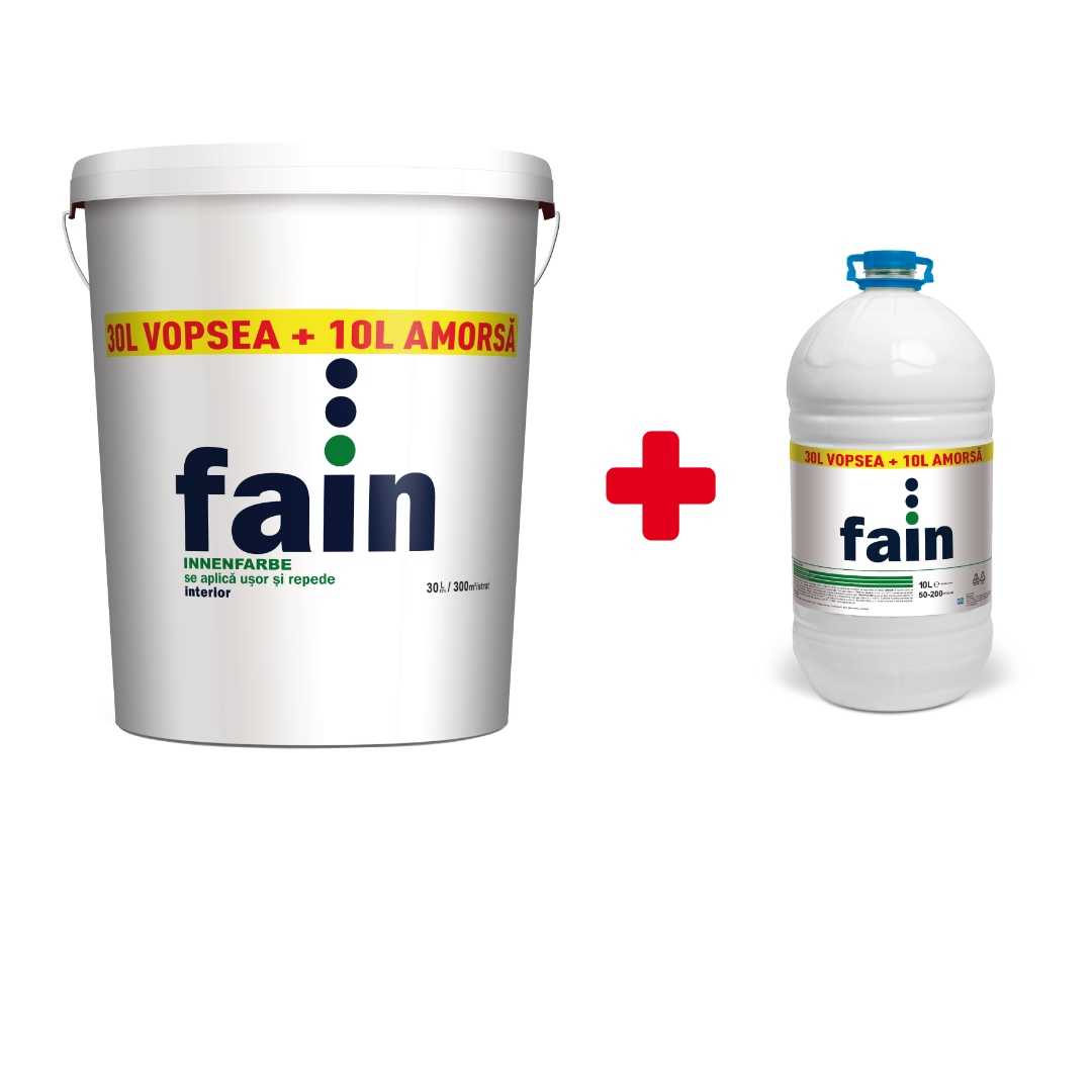 Vopsea lavabila, interior, alb, 30 L + amorsa 10 L