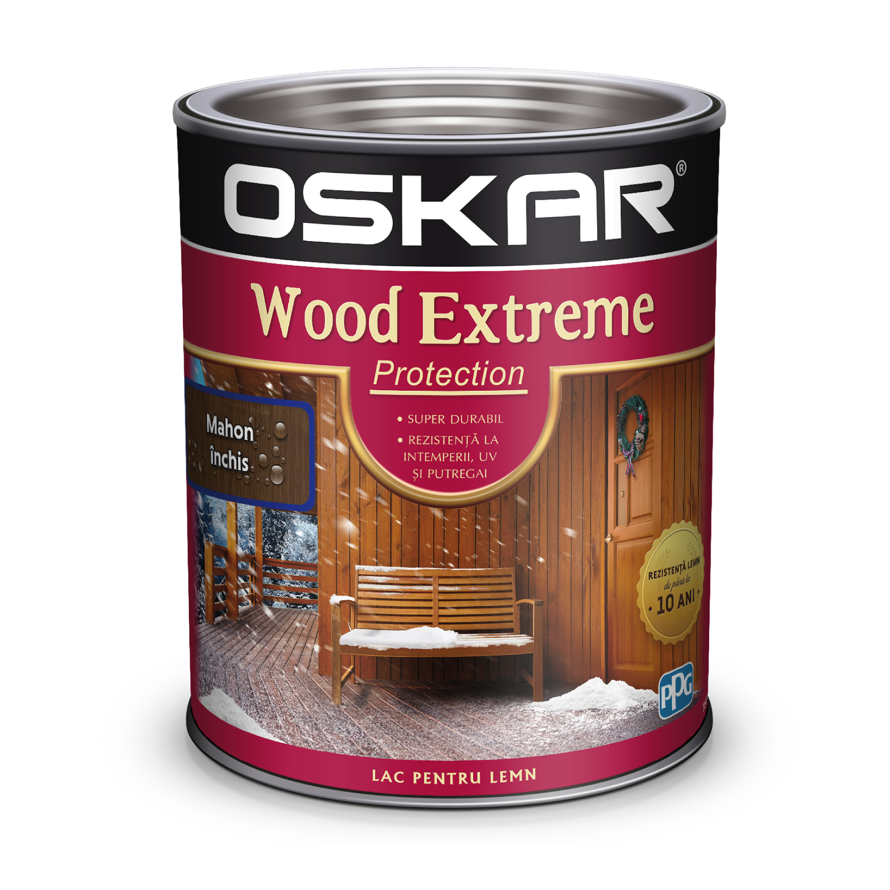 Lac pentru lemn, mahon inchis, 0.75 l  Oskar Extreme