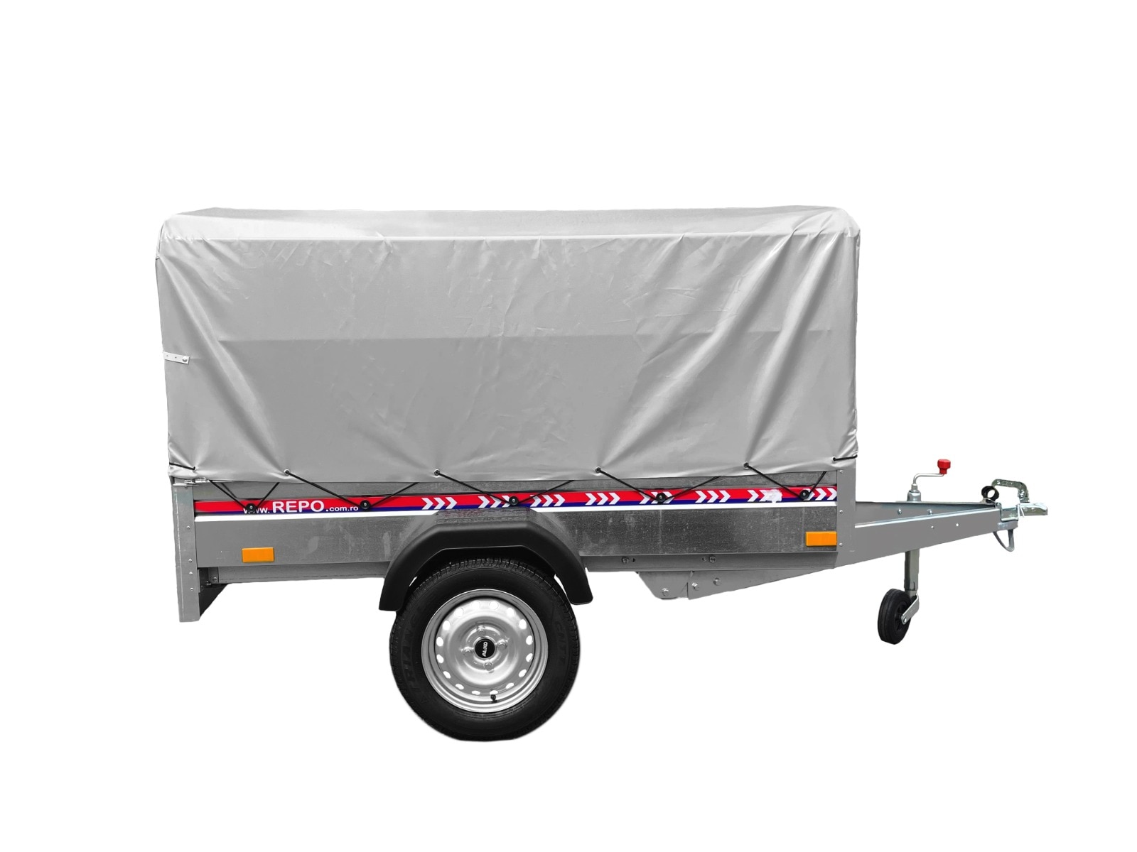 Remorca cu prelata schelet metalic, 298 x 153 x 85 cm, 750 kg