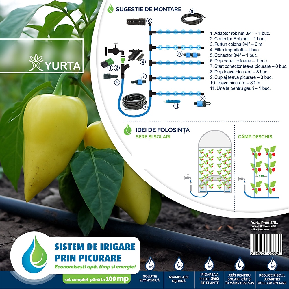 Sera perete, 9 mp, otel, kit irigare inclus, alb