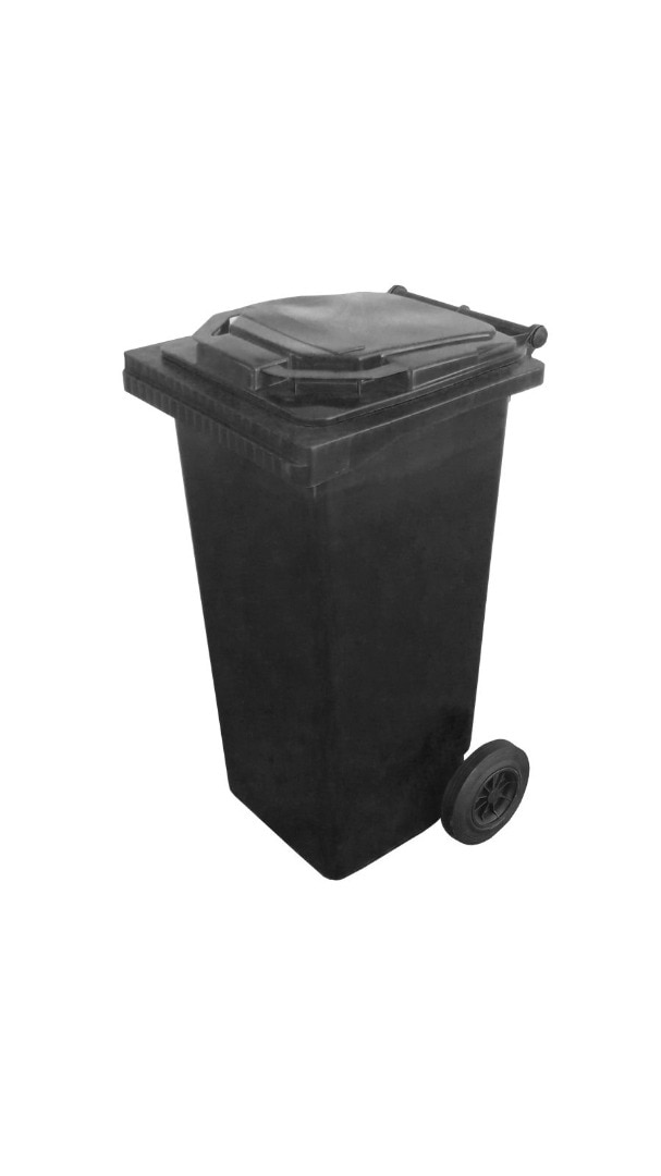 Pubela plastic pentru gradina, pe roti, 240 L, neagra