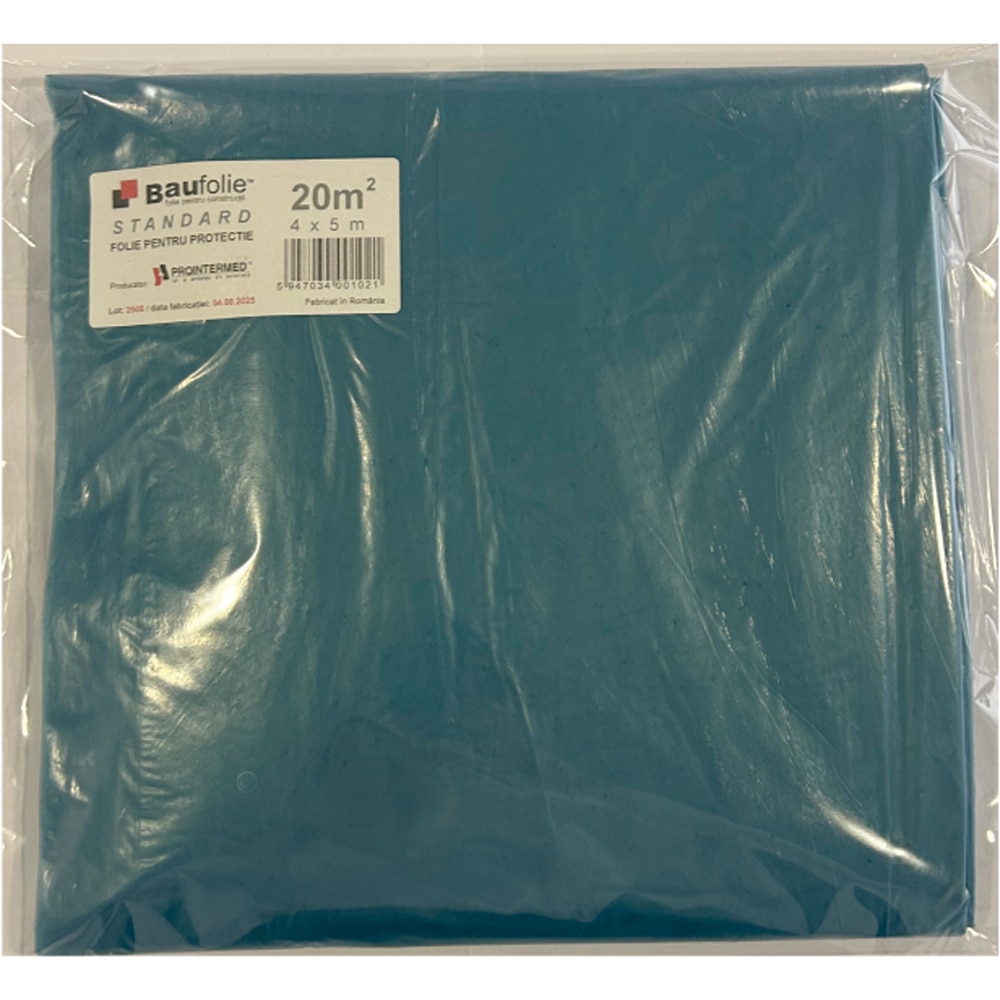 Folie constructii BAUFOLIE Standard, 4 x 5 m, grosime 0.03mm, 20mp, albastru