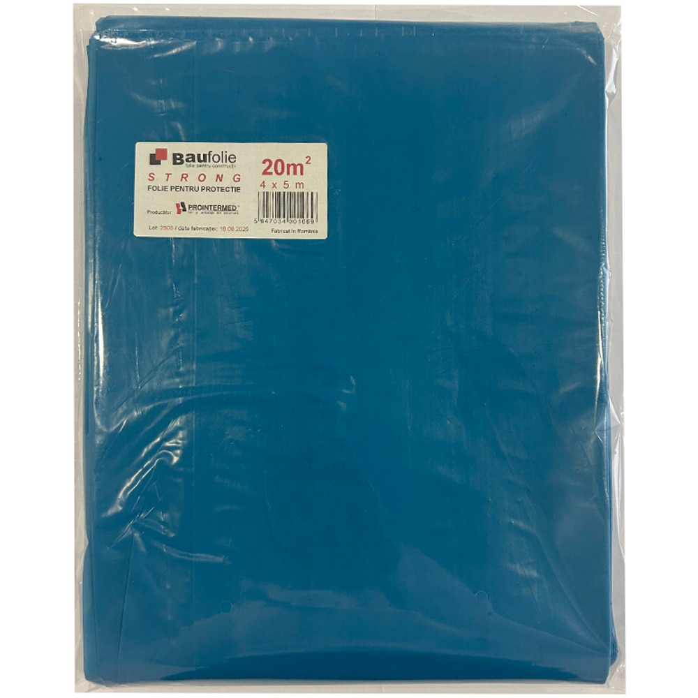 Folie constructii BAUFOLIE Strong, 4 x 5 m, grosime 0.06mm, 20mp, albastru