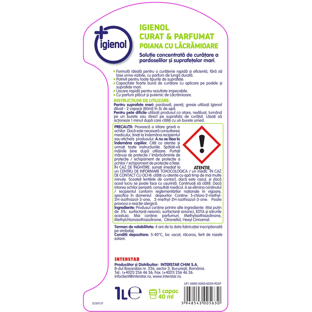 Solutie de curatare pardoseli IGIENOL Poiana cu lacramioare, 1l