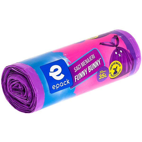 Saci menajeri EPACK Funny Bunny, 20 bucati, 35 l, mov