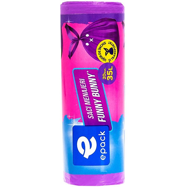 Saci menajeri EPACK Funny Bunny, 20 bucati, 35 l, mov